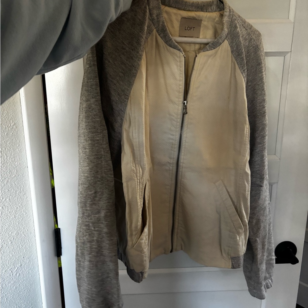 LOFT Two-Tone Jacket in Gray and Cream